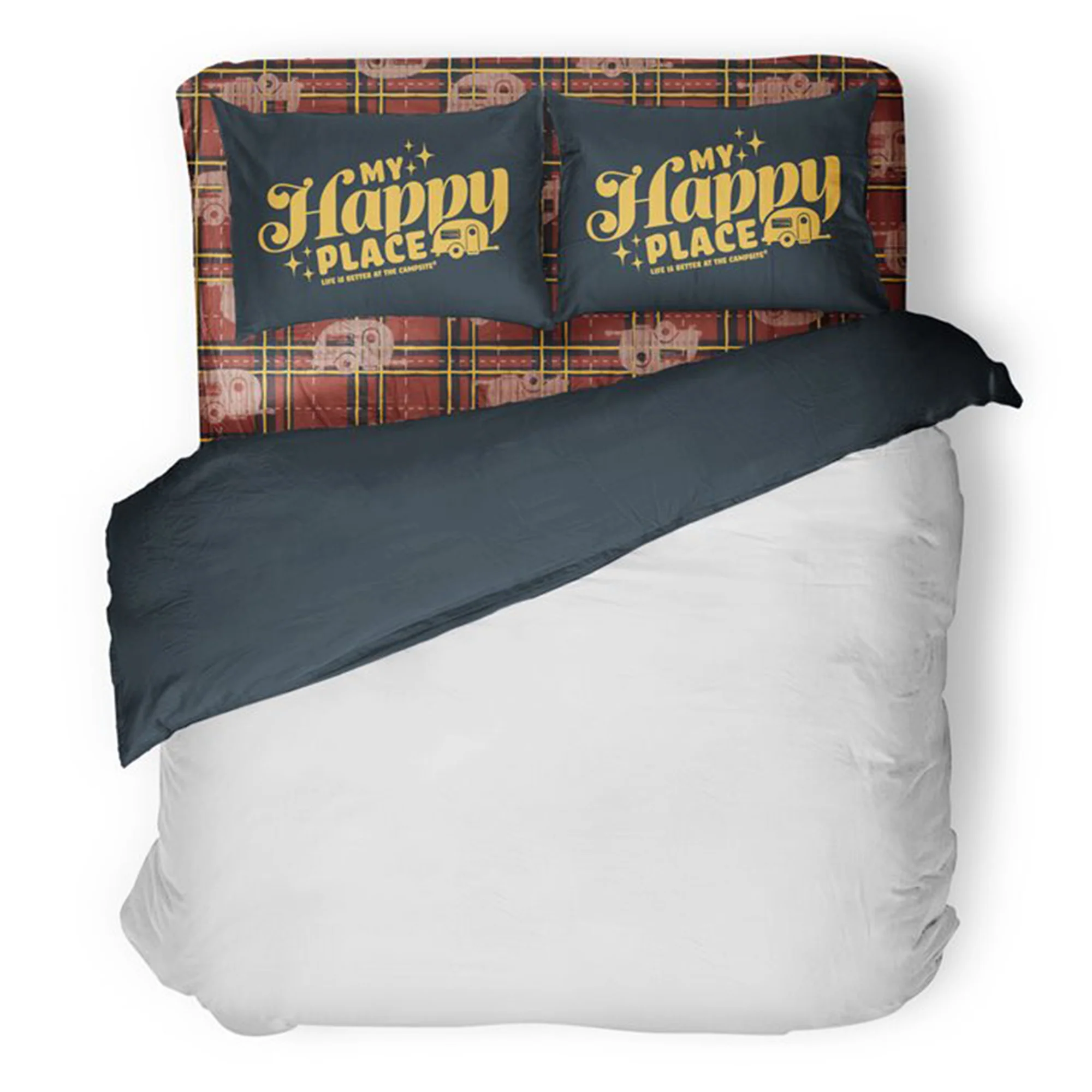 Red Plaid Queen Bed Sheet Set - Image 2